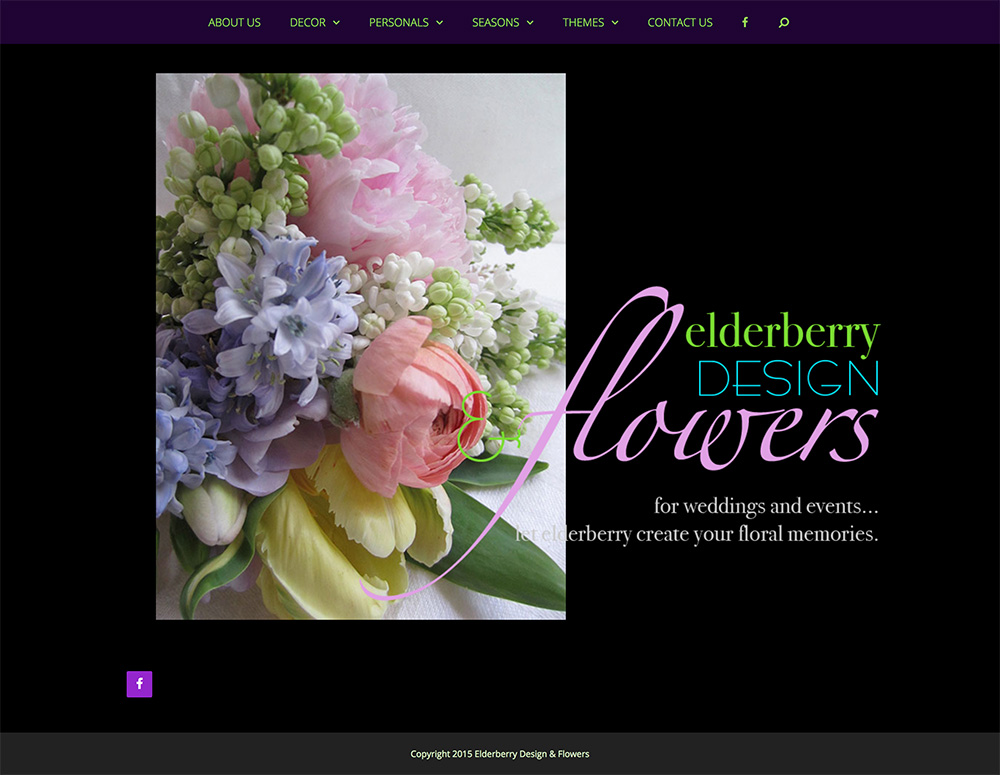 Elderberry Design Flowers website homepage