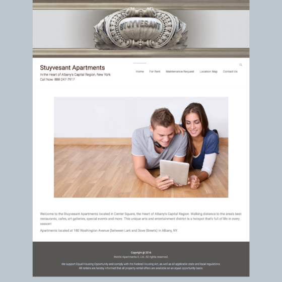Stuyvesant Apartments homepage design