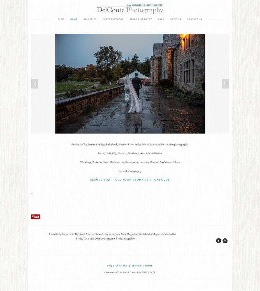 DelConte Photography homepage design