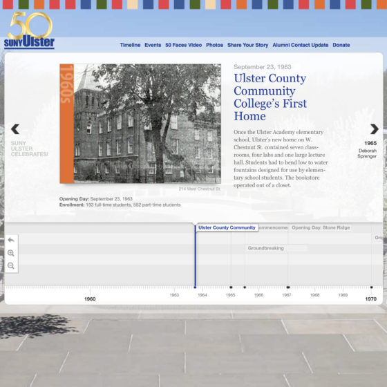 SUNY Ulster Timeline web design